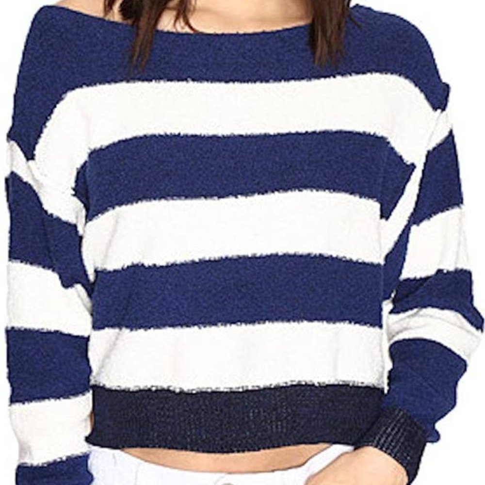 NWT Free People Candyland Pullover Top Navy Blue